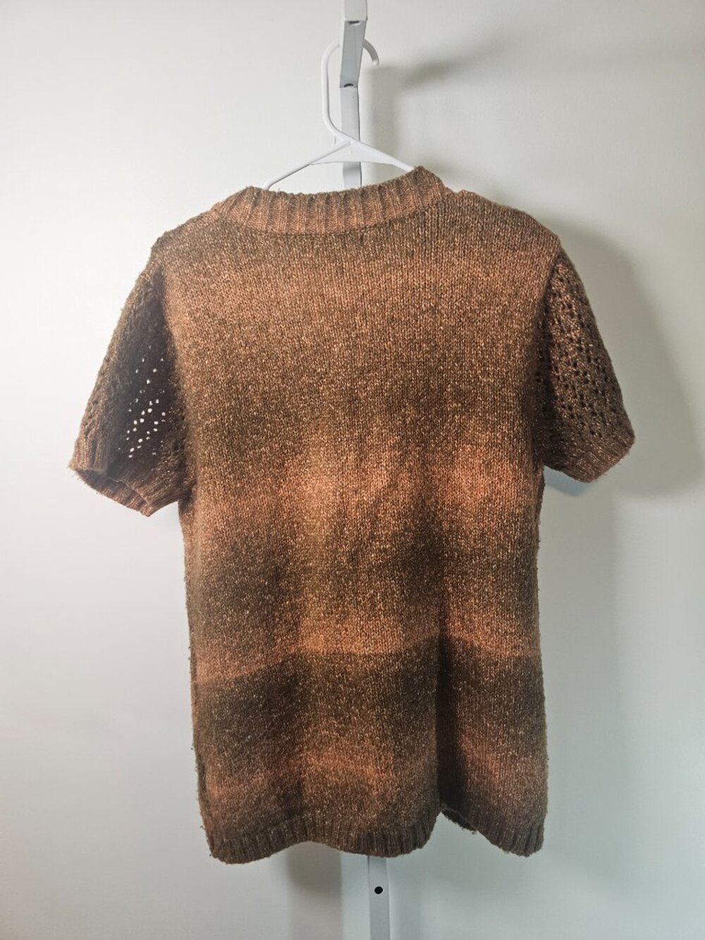 Vintage Dressbarn Cardigan Brown Short Sleeves Twee Retro Stripes XL - Picture 4 of 8
